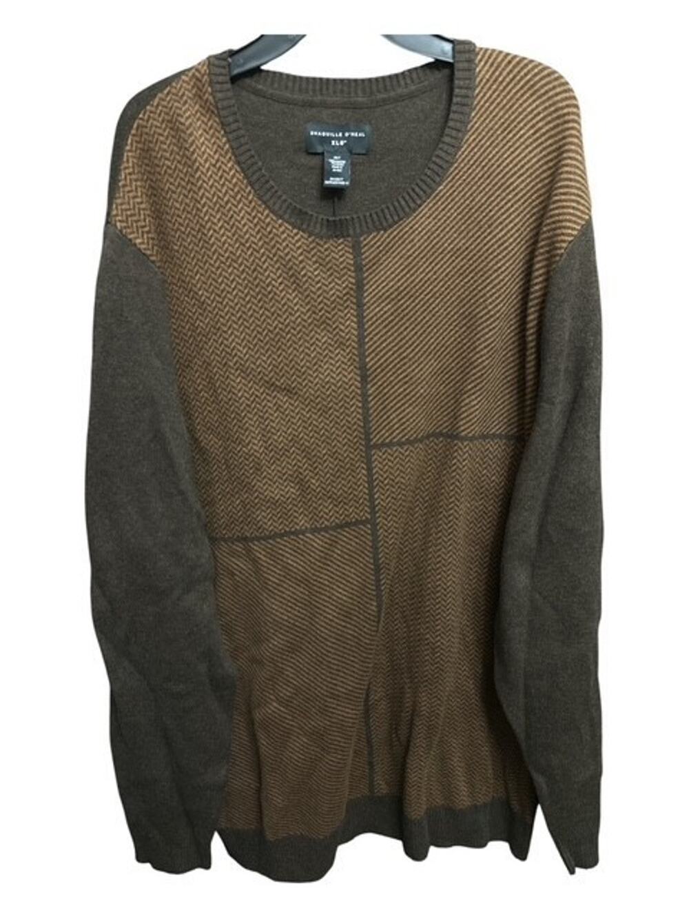 Shaquille O'Neal 3XLT Sweater Brown Herringbone Rayon Knit Crew Neck 3XL Tall